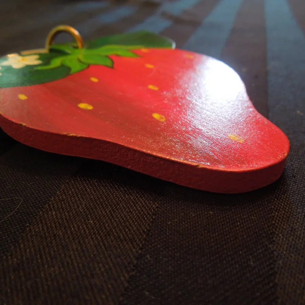 Vintage Signed Mary McDaniel Strawberry Keychain